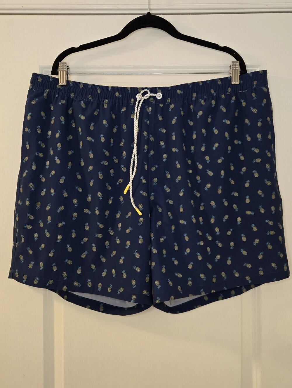 Bonobos Mens XXL Swim Bathing Suit 7” Inseam Blue Pineapple Drawstring Waist